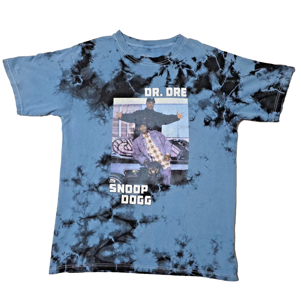 Dr. Dre & Snoop Dogg 90 Legends Tie Dye Graphic T-Shirt Blue Black Medium